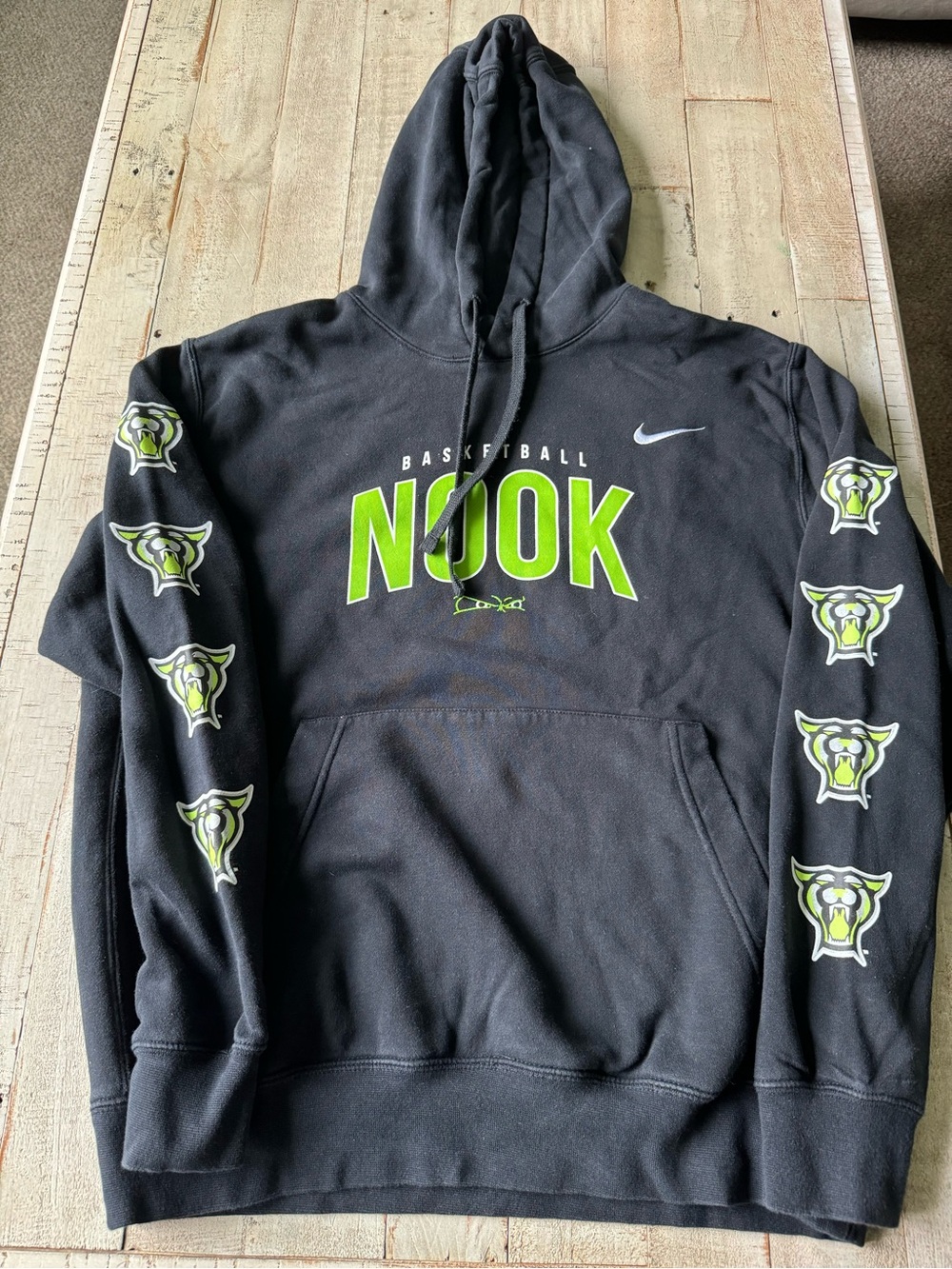 Nike Black Hoodie with Neon Green NOOK Basketball Logo